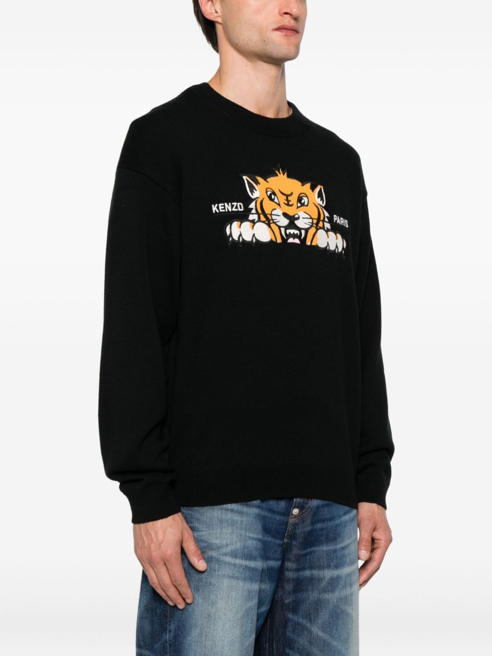 Kenzo Maglia Nero Uomo Ricamo Tigre Dipierro - Main Image