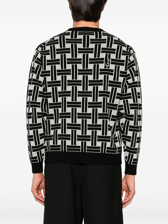 Kenzo Men's Black Sweater Jacquard Pattern 3