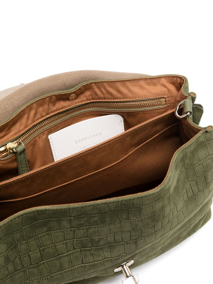 Zanellato Borsa Verde Donna Postina Jones Caiman Small 4