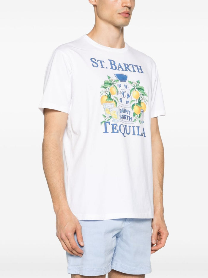 Mc2 Saint Barth Men's White T-shirt Tequila Lemon Print 2