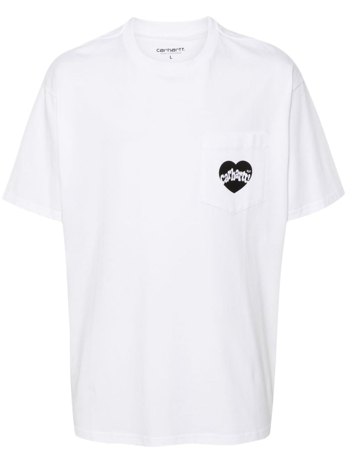 Carhartt T-shirt Bianco Uomo Tasca con Logo Cuore 5