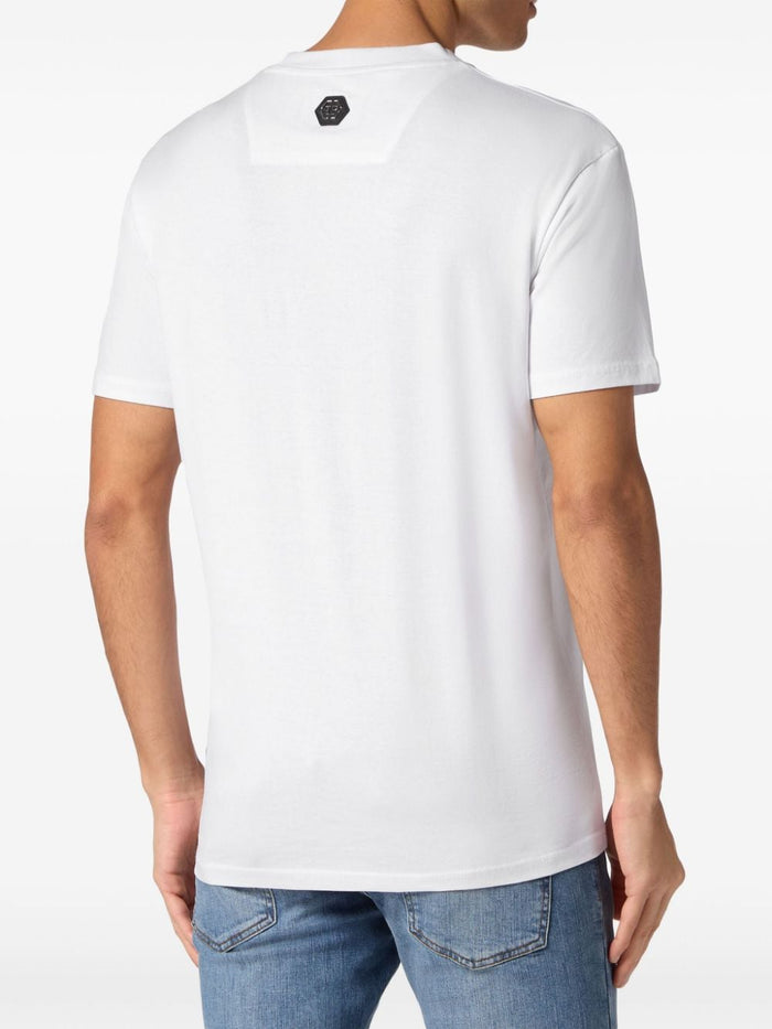 Philipp Plein T-shirt Bianco Uomo Logo Strass Multicolor 3