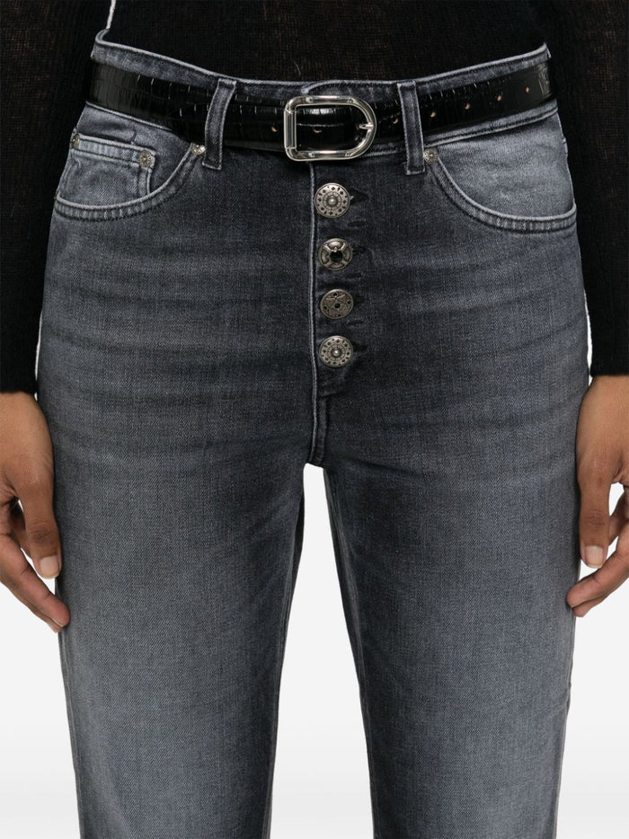 Dondup Jeans Nero Donna Koons Bottoni Gioiello 4