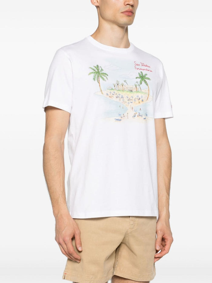 Mc2 Saint Barth Men's White T-shirt Formentera motif 2