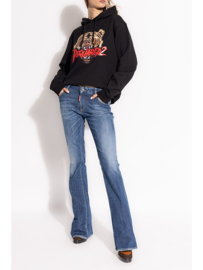 Dsquared2 Women's Black Sweatshirt Tiger Embroidery 1