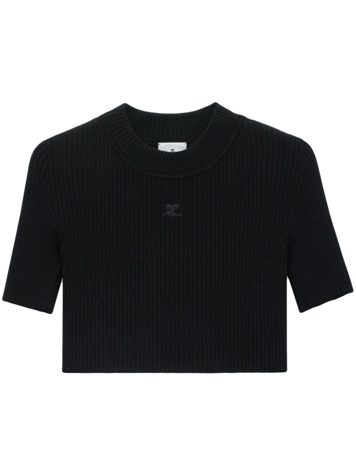 Courreges Top Nero Donna Crop 4