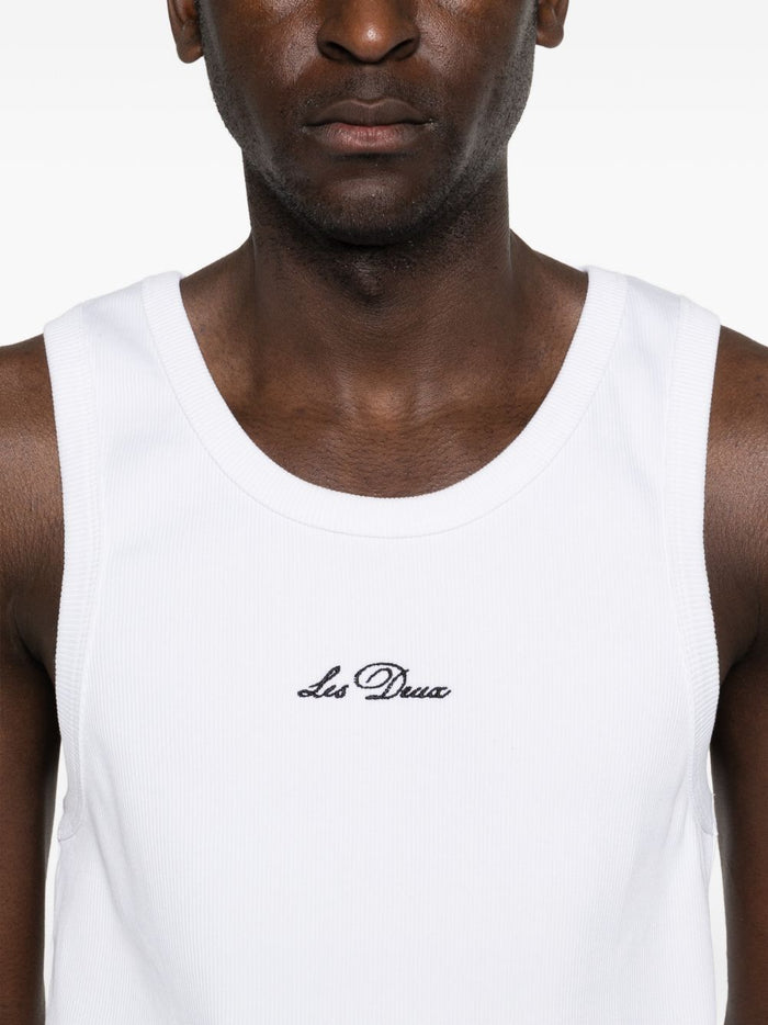 Les Deux Canotta Bianco Uomo Ricamo Logo 4