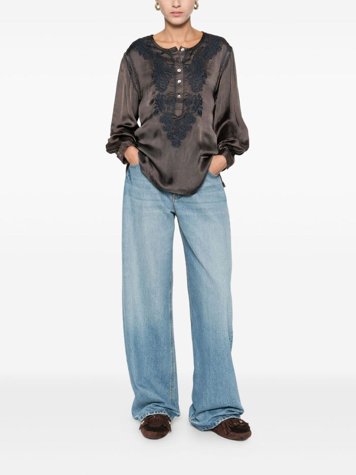 Grüne Damenbluse von Maison Hotel 2