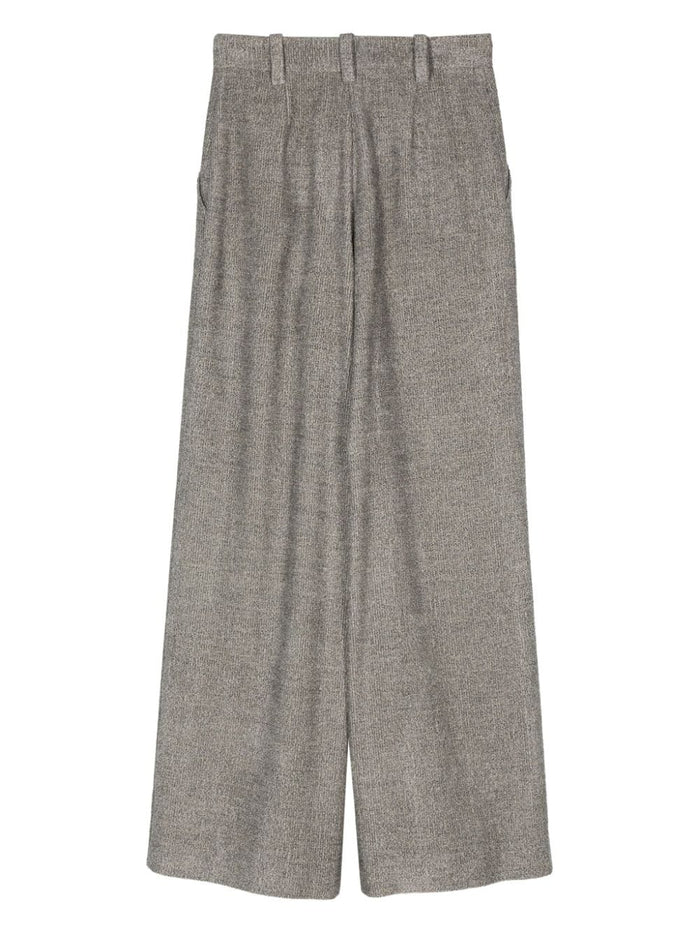 Alysi Pantalone Grigio Donna Gamba Ampia 2