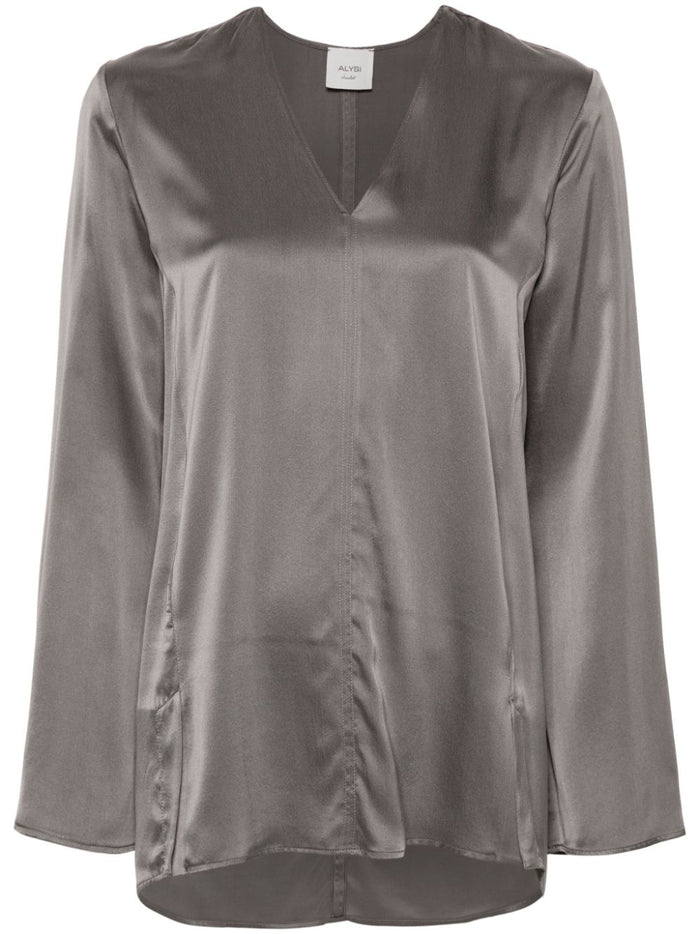 Alysi Blusa Grigio Donna Scollo a V 5