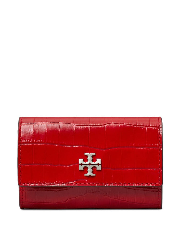 Tory Burch Kira Croc Flap Card Donna Portafogli Rosso 1