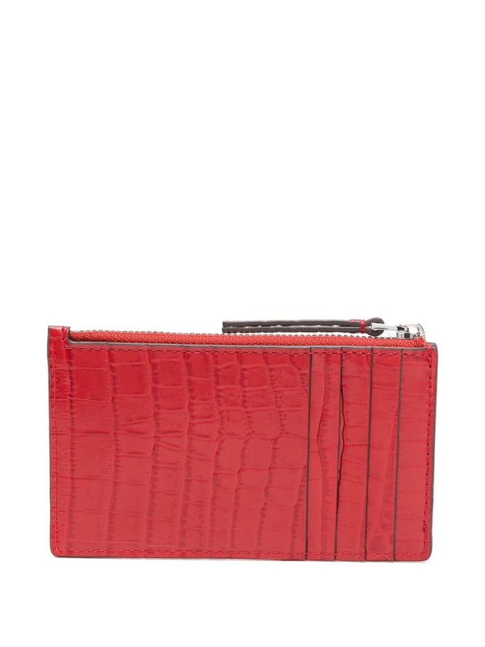 Tory Burch Kira Croc Zip Card Donna Portafogli Rosso 2