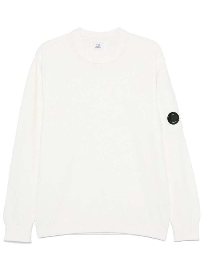 Cpcompany Men's White Crewneck Sweater Lens Logo 5