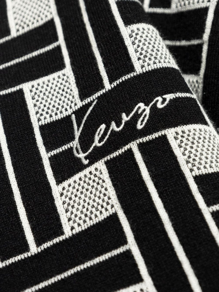 Kenzo Cardigan Nero Uomo Jacquard 4