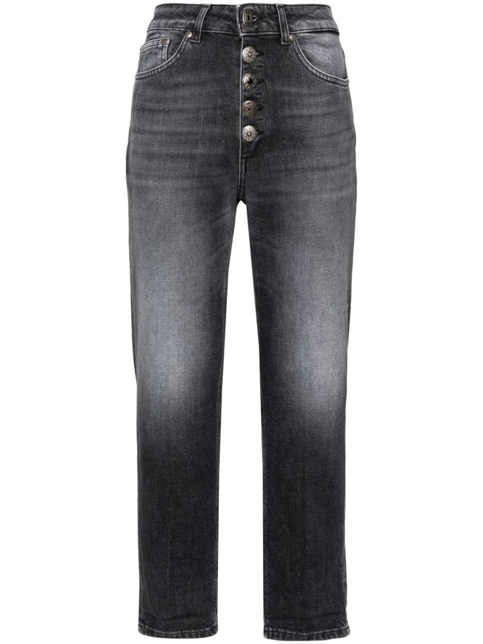 Dondup Jeans Nero Donna Koons Bottoni Gioiello 5