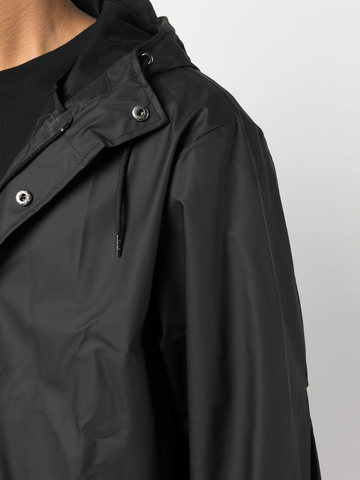 Rains Men's Black Jacket Waterproof Long Hood 4