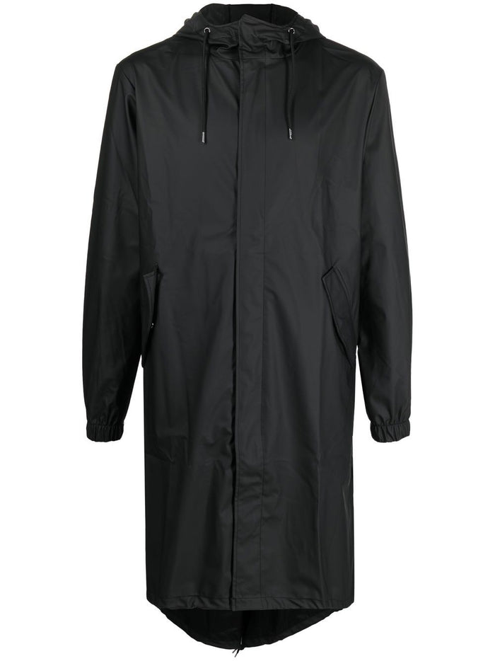 Rains Men's Black Jacket Waterproof Long Hood 6