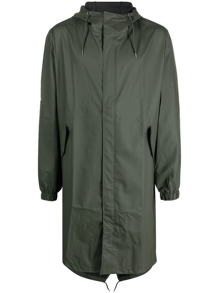 Rains Giubbotto Verde Uomo Impermeabile Lungo Cappuccio 6