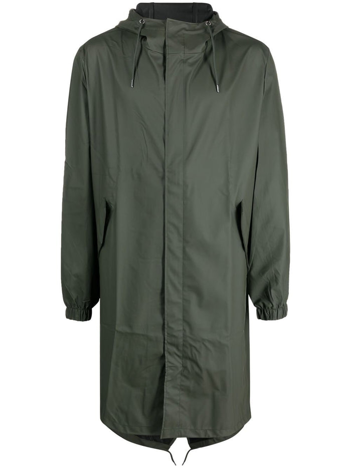 Rains Green Jacket Men Waterproof Long Hood 6