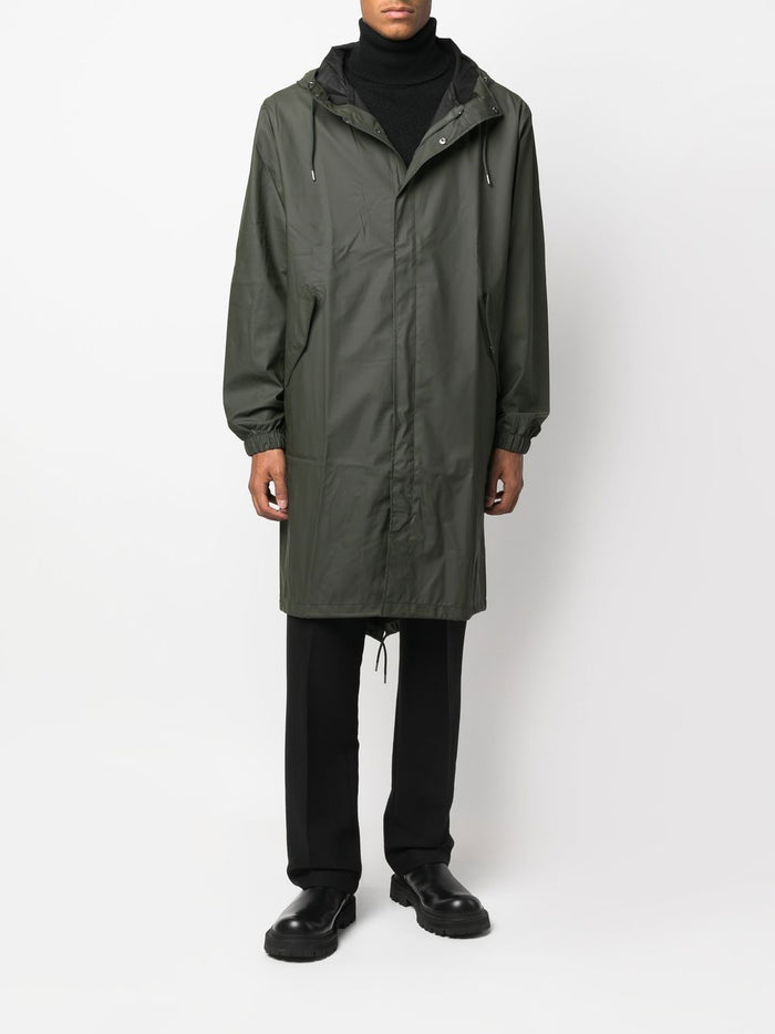 Rains Green Jacket Men Waterproof Long Hood 1