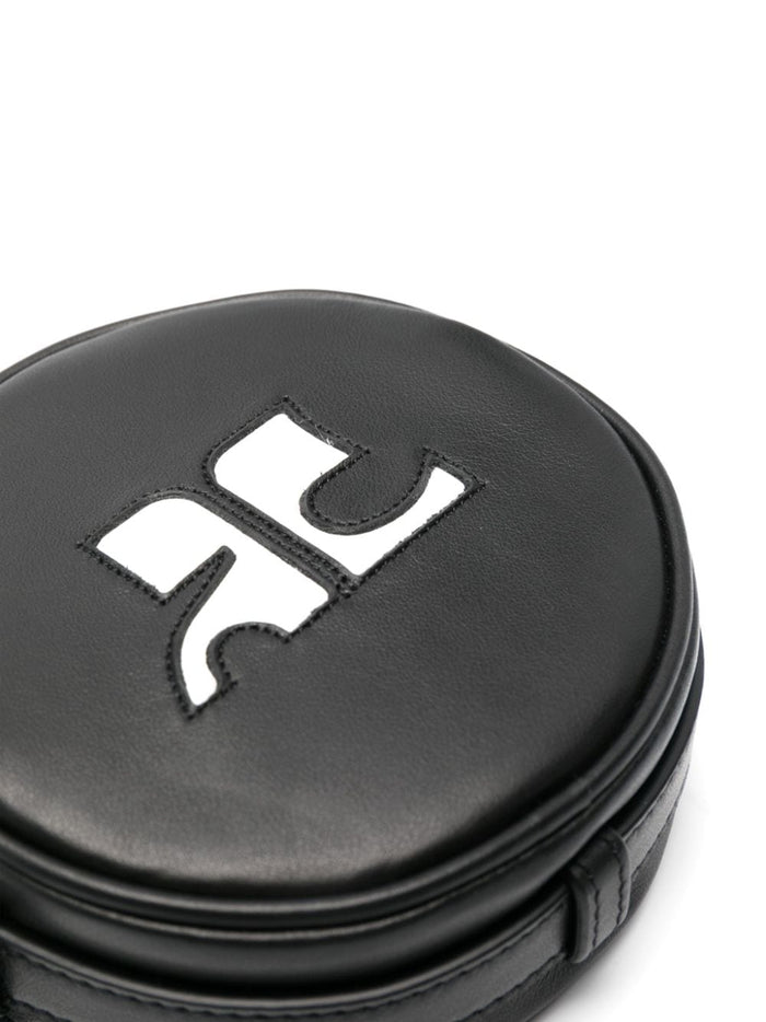 Courreges Schwarze Damen-Tasche mit rundem Logo 4