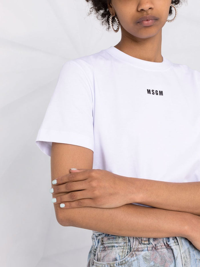 Msgm White Women's T-shirt Micro Logo 4