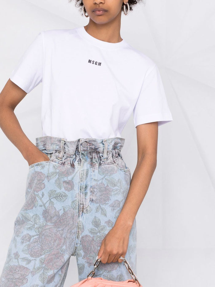 Msgm White Women's T-shirt Micro Logo 2