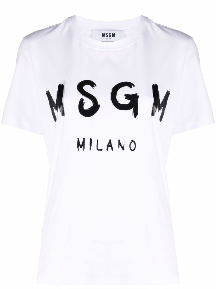 Msgm White T-shirt for Women with Milan Logo Print 5