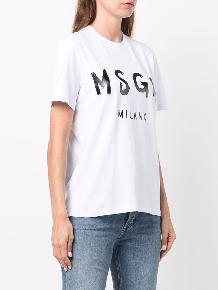 Msgm White T-shirt for Women with Milan Logo Print 2