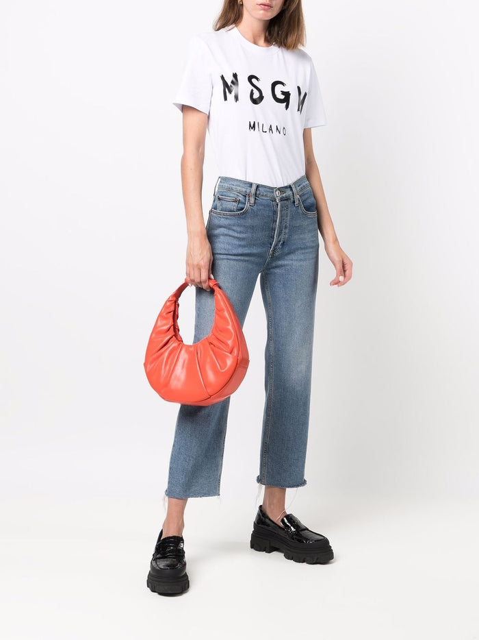 Msgm White T-shirt for Women with Milan Logo Print 1