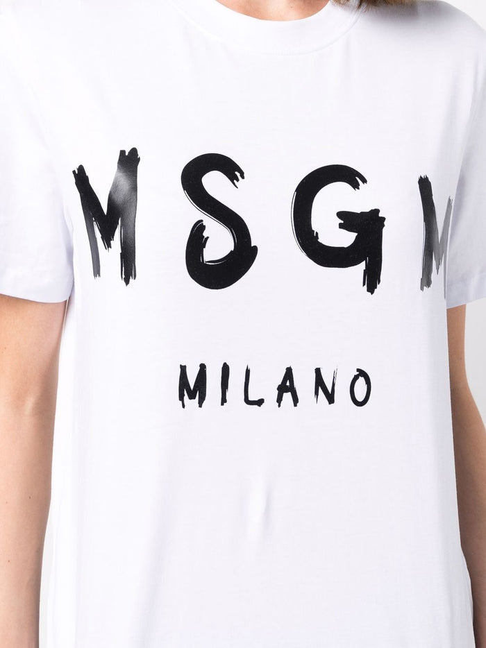 Msgm White T-shirt for Women with Milan Logo Print 4