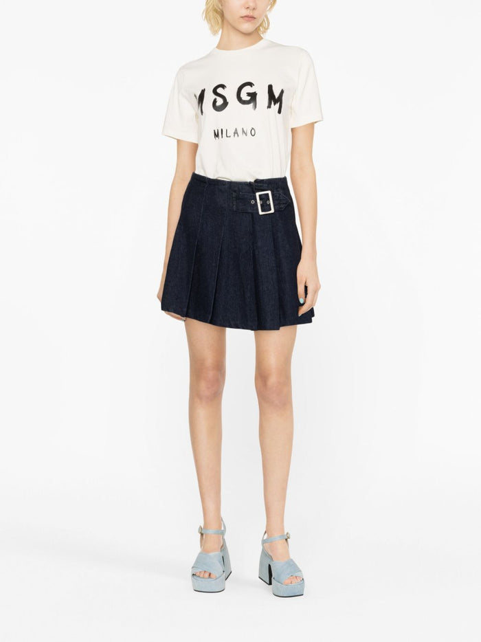 Msgm Weißes Damen-T-Shirt mit Milan-Logo 1