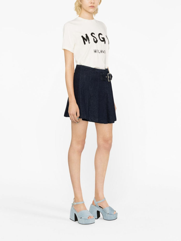 Msgm Weißes Damen-T-Shirt mit Milan-Logo 3