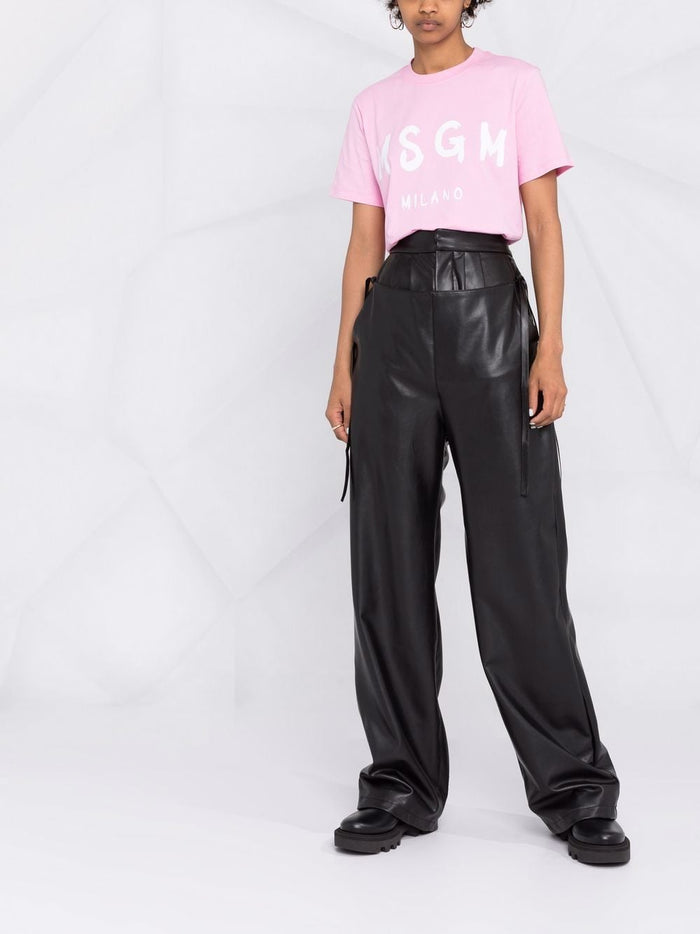 Msgm T-shirt Pink Women Logo Print Milan 1