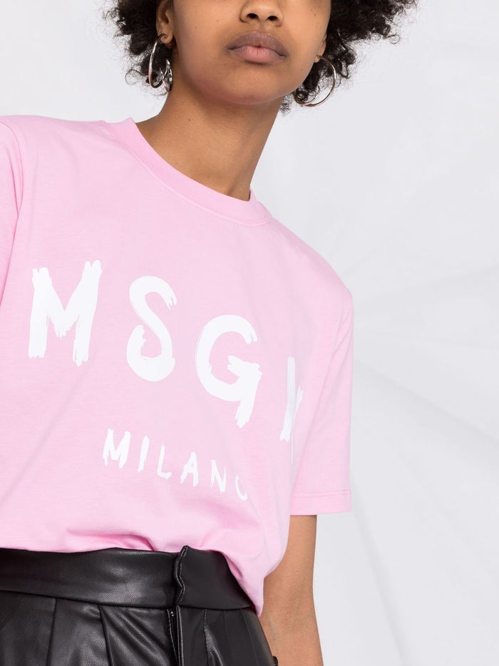 Msgm T-shirt Pink Women Logo Print Milan 4