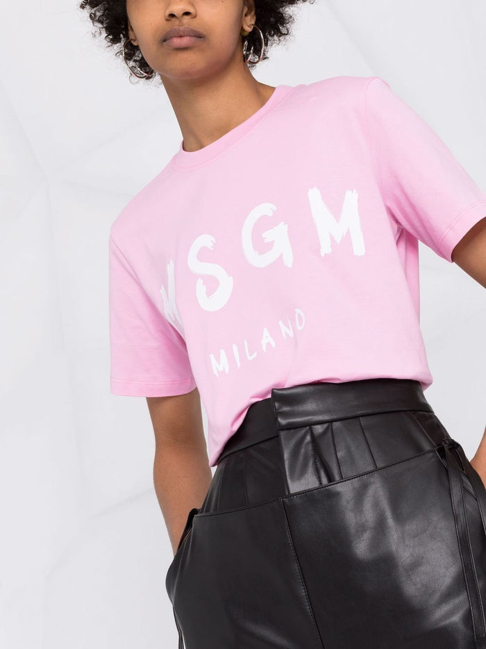 Msgm T-shirt Pink Women Logo Print Milan 5