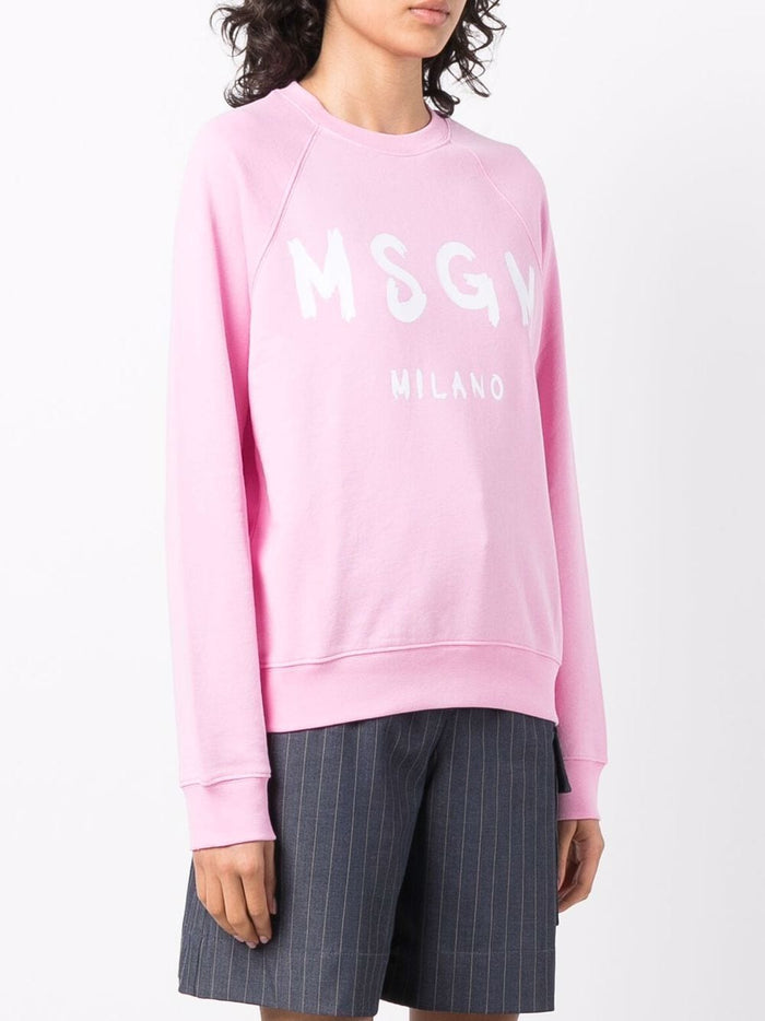 Msgm Women's Pink Sweatshirt with Milan Logo Print 2