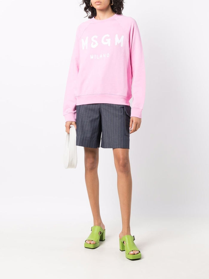 Msgm Women's Pink Sweatshirt with Milan Logo Print 1