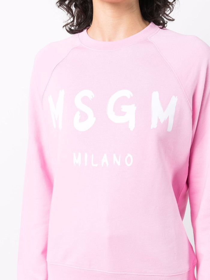 Msgm Women's Pink Sweatshirt with Milan Logo Print 4