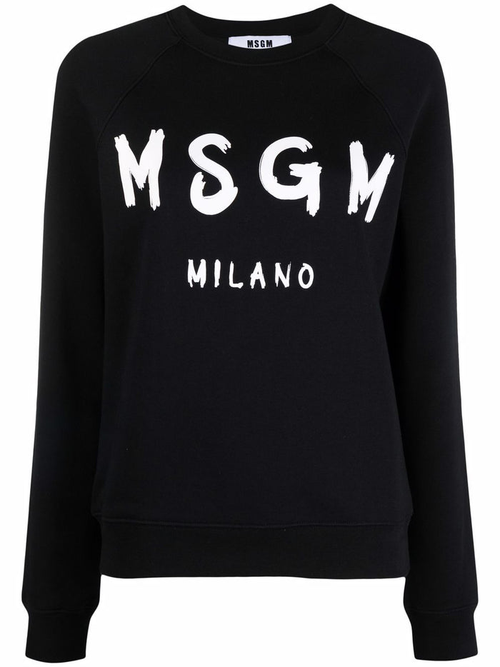 Msgm Black Sweatshirt Women Logo Print Milan 6