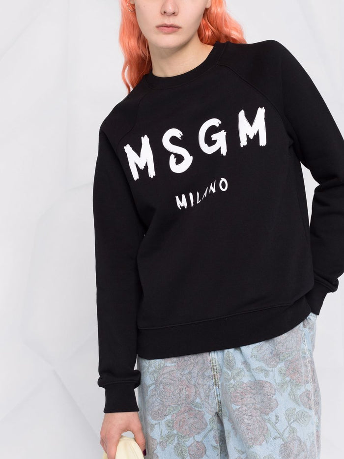 Msgm Black Sweatshirt Women Logo Print Milan 3