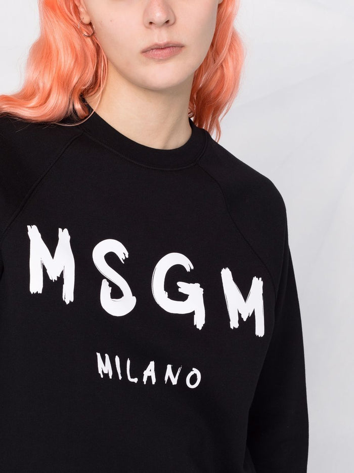 Msgm Black Sweatshirt Women Logo Print Milan 5