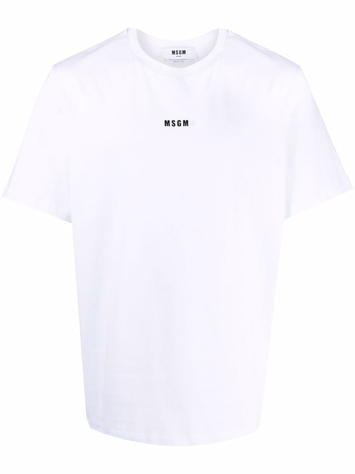 Msgm T-shirt Bianco Uomo Stampa Micro Logo 5