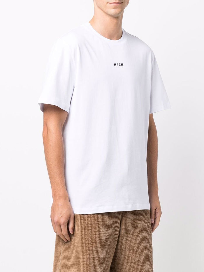 Msgm T-shirt Bianco Uomo Stampa Micro Logo 2