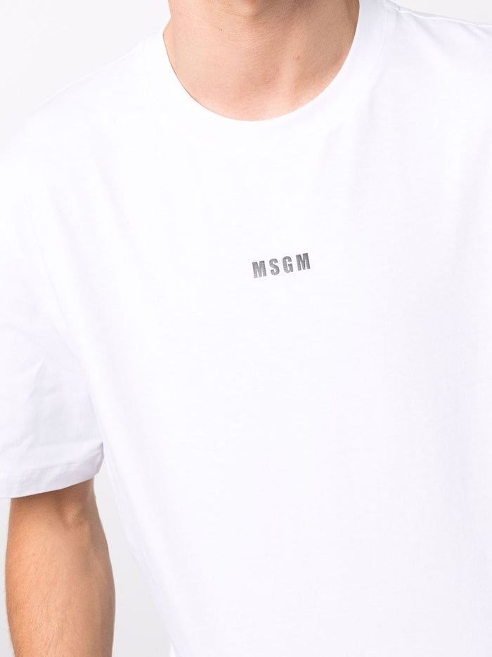 Msgm T-shirt Bianco Uomo Stampa Micro Logo 4