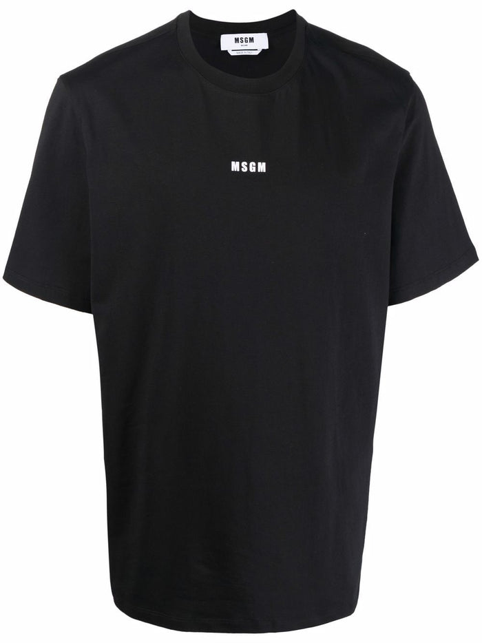 Msgm T-shirt Nero Uomo Stampa Micro Logo 5