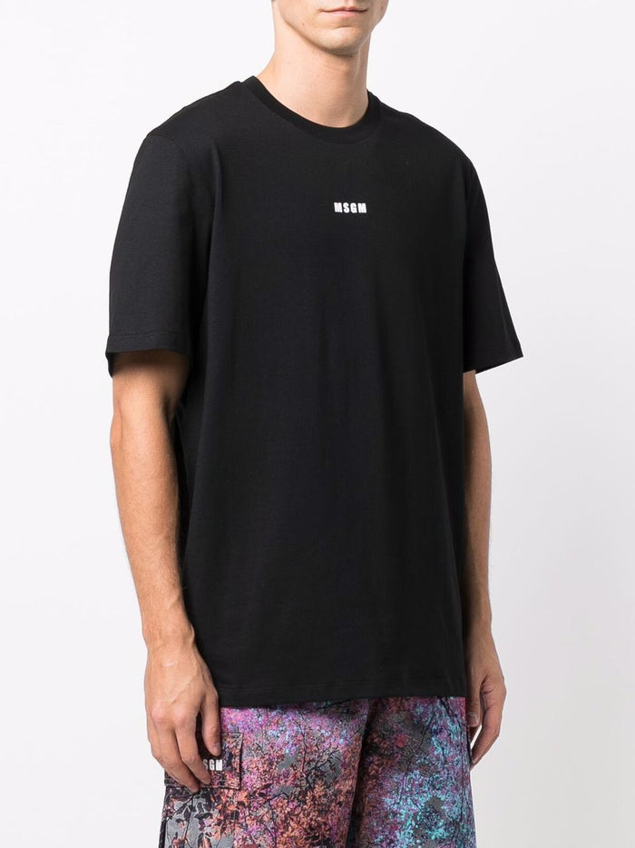 Msgm T-shirt Nero Uomo Stampa Micro Logo 3