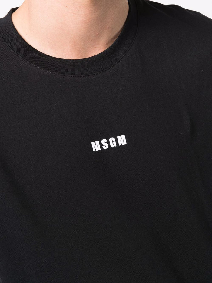 Msgm T-shirt Nero Uomo Stampa Micro Logo 4