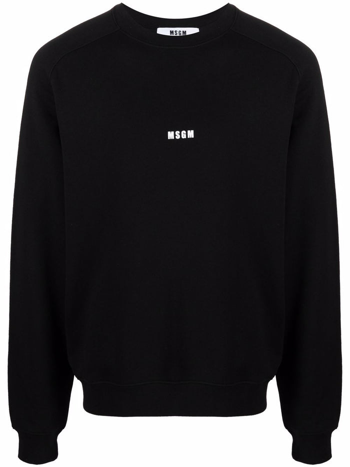 Msgm Felpa Nero Uomo Micro Logo 5