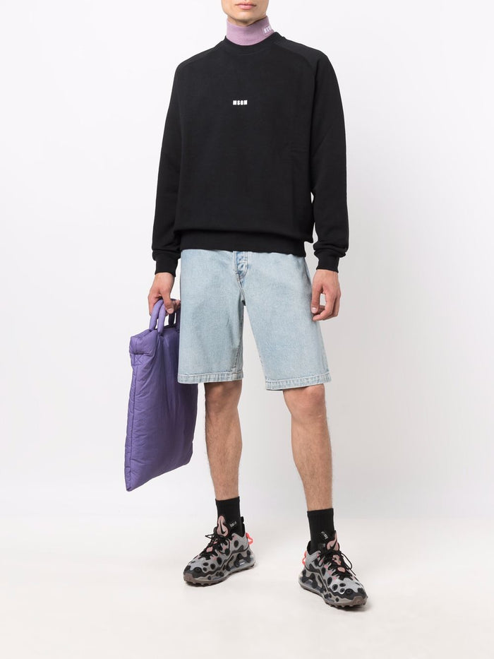 Msgm Felpa Nero Uomo Micro Logo 1